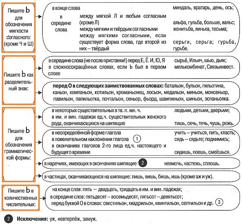 Правила употребления мягкого знака